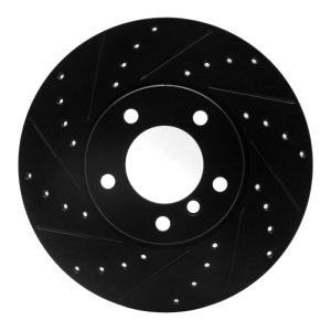 BMW 430i xDrive Brake Rotor (1) - Front Left - R1 Concepts - Drilled & Slotted - Black - `07-`21